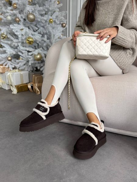 Уггі на липучці та потовщеній підошві у стилі Міу шоколадні 1562 фото