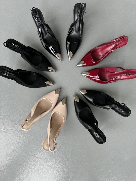 Туфлі-слінгбеки бордо з металевим носком 290 фото